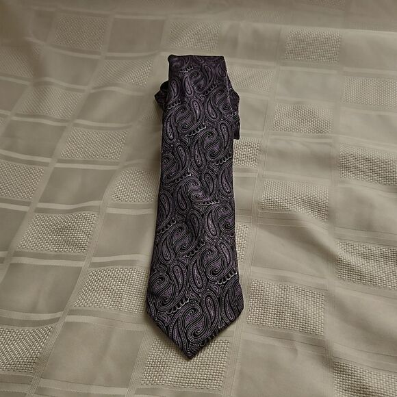 Bellissimo Silk Tie Purple/ Black - Picture 1 of 16